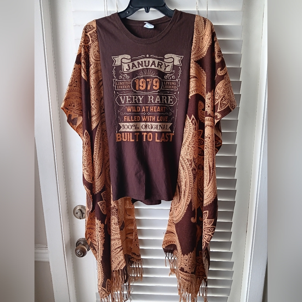 Upcycled January Graphic T-Shirt/Poncho